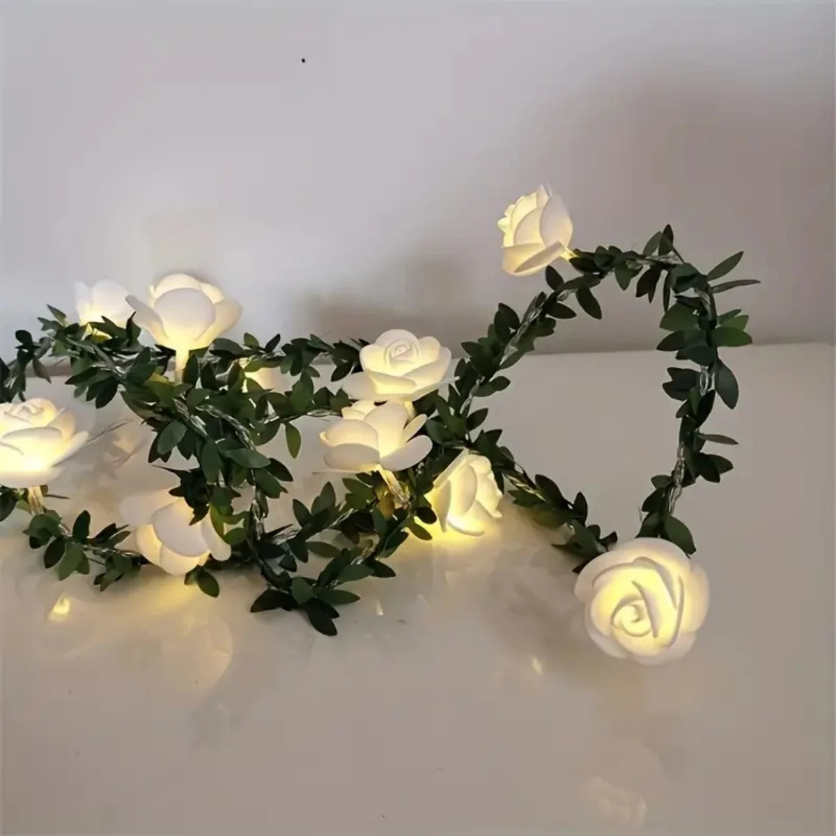 LED White Rose String Lights