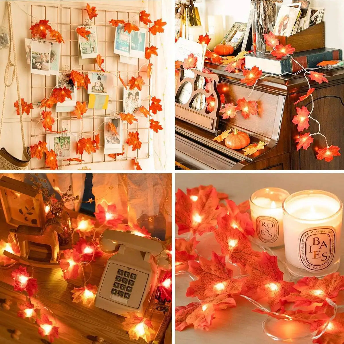 LED Maple Leaf String Lights