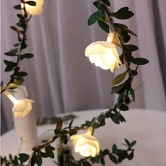 LED White Rose String Lights