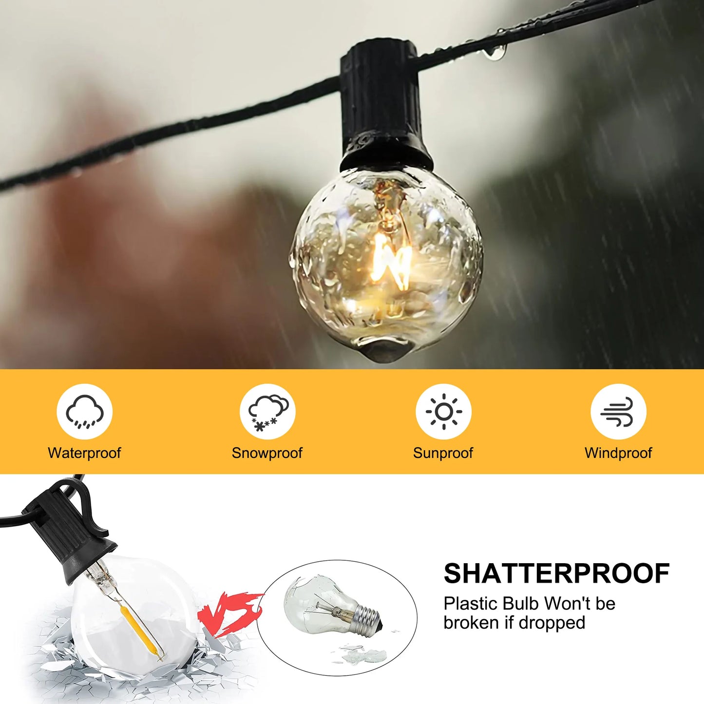 50 Ft G40 Solar String Lights