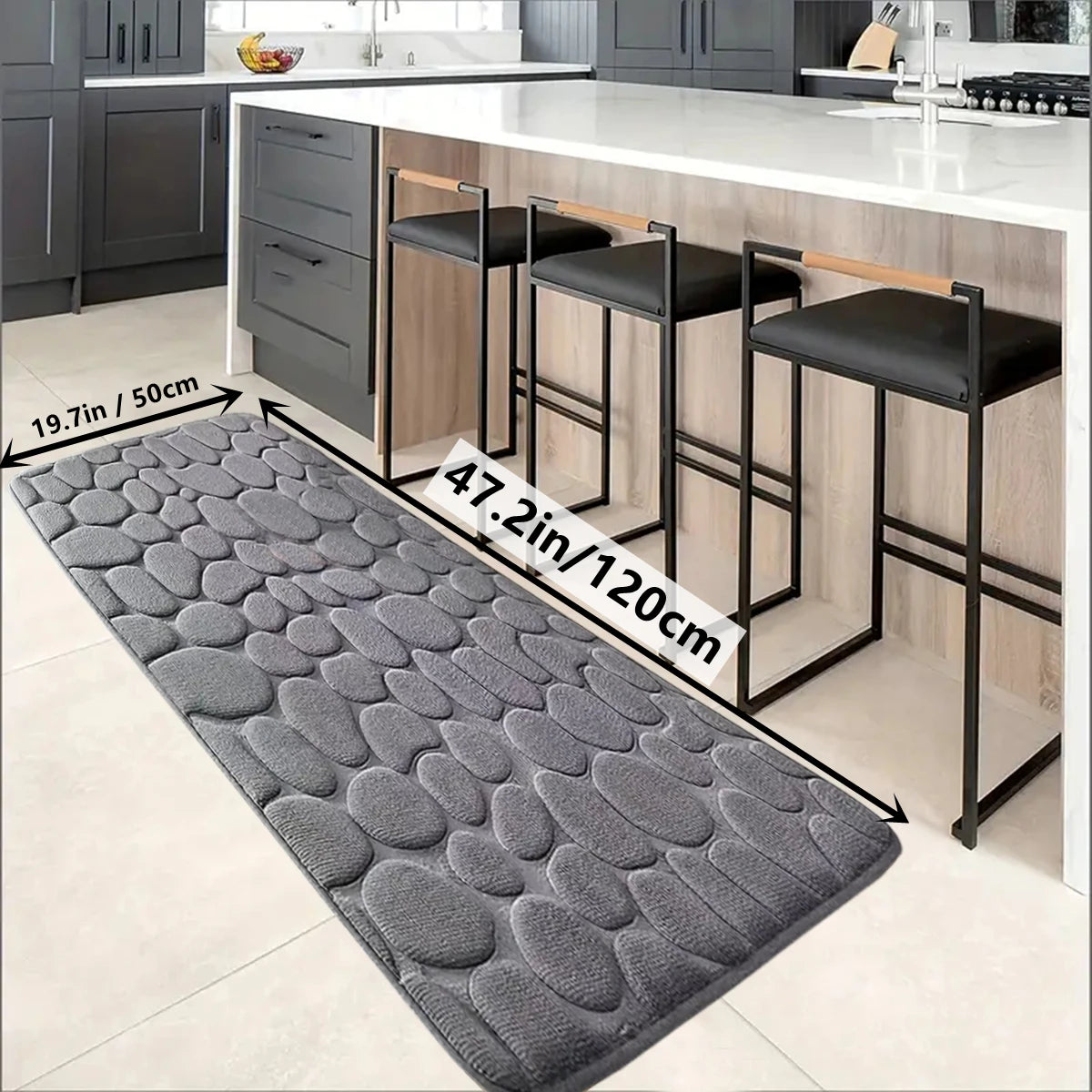 Chic Cobblestone Kitchen Mat